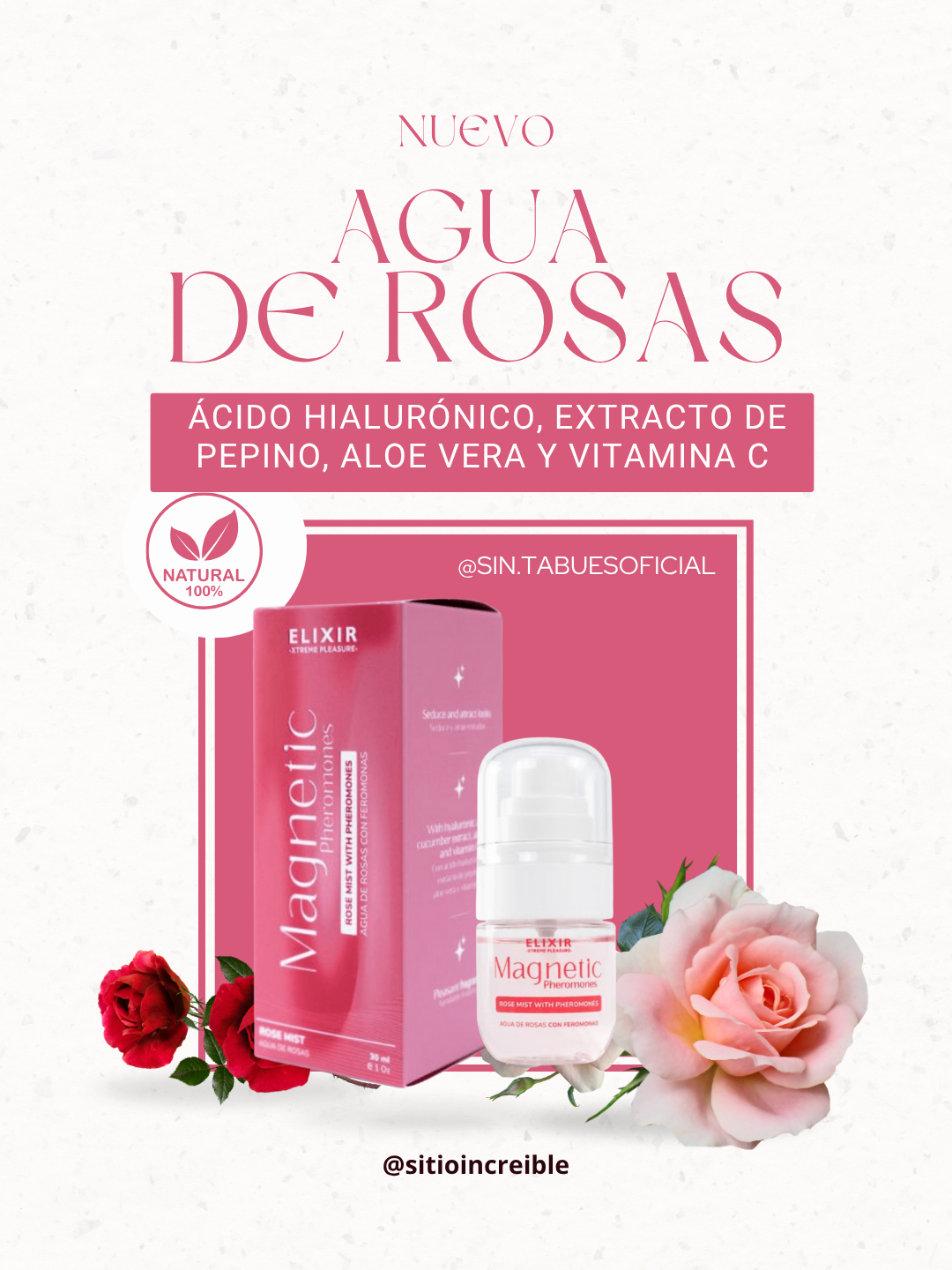 Agua de rosas con feromonas elixir magnetic